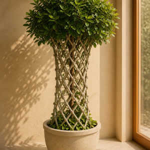 elegant lattice braid ficus topiary